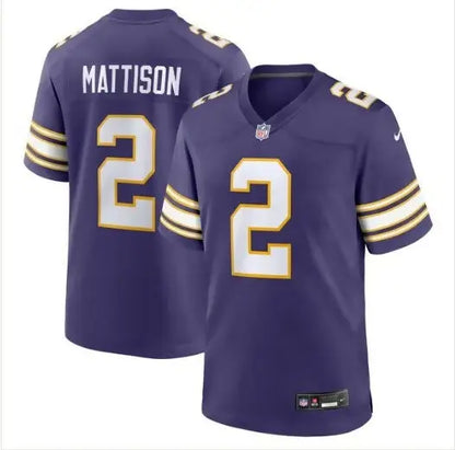 Purple Alexander Mattison Minnesota Vikings Nike Classic Player Game Jersey with number 2