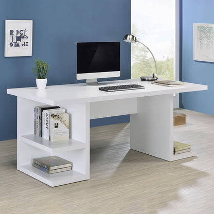 Alice 71" Modern Home Office Desk with Storage, 4-Shelf Contemporary Engineered Wood Computer Desk, White-1