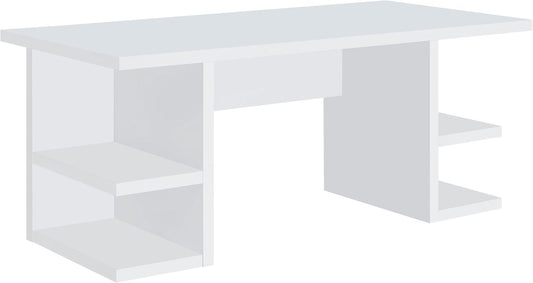 Alice 71" Modern Home Office Desk with Storage, 4-Shelf Contemporary Engineered Wood Computer Desk, White-0