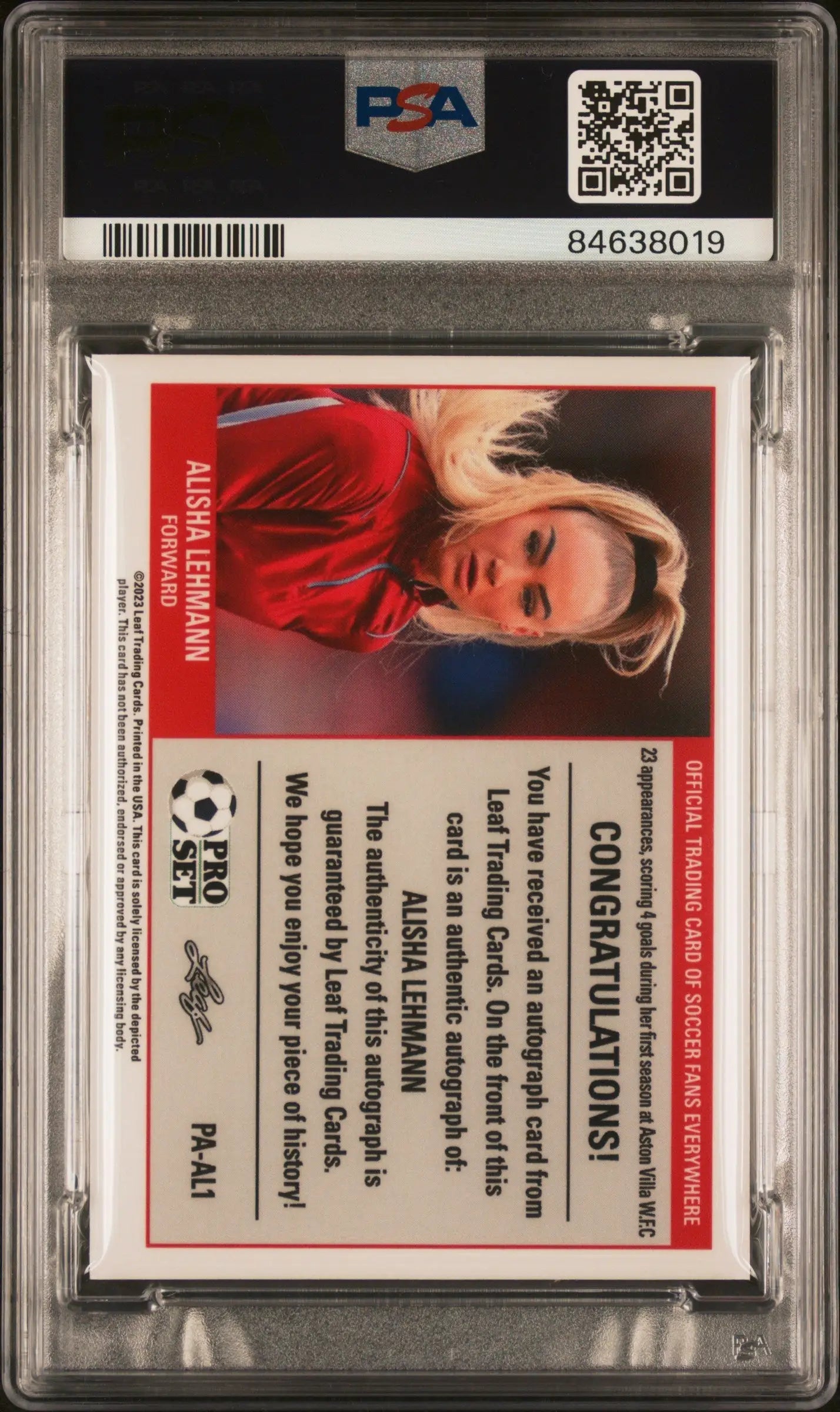 Alisha Lehmann 2023 Leaf Web Exclusives 1989 Auto #502/508 PSA 10 Auto 10 - Singles