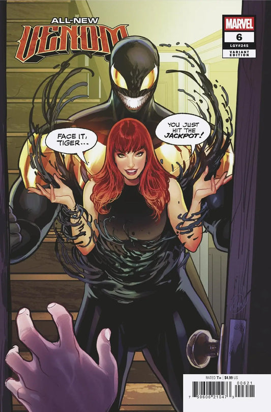 Comic book cover featuring Venom and Mary Jane Watson from All-New Venom #6 Lucas Werneck Spoiler Variant