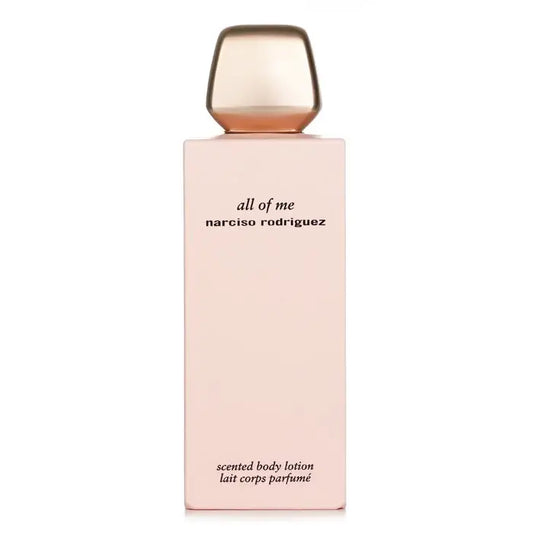 Light pink rectangular body lotion bottle with rose gold cap for All Of Me Body Lotion