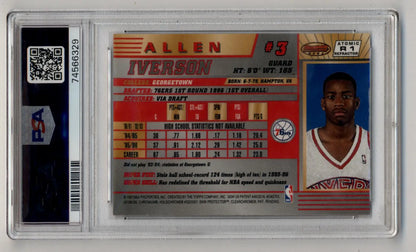 Allen Iverson 1996-97 Bomwan’s Best Rookie atomic refractor PSA 7 in protective slab