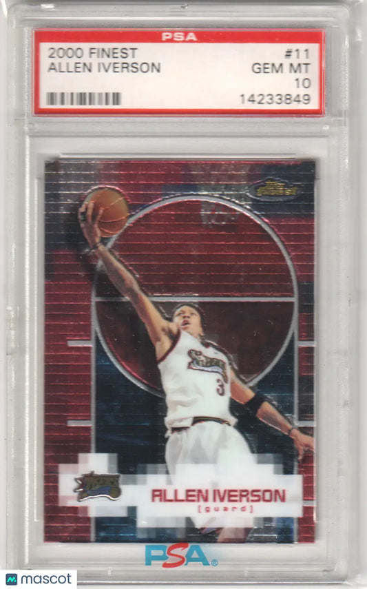 Allen Iverson 2000 Topps Finest basketball card PSA GEM MT 10 from Columbia Hobby