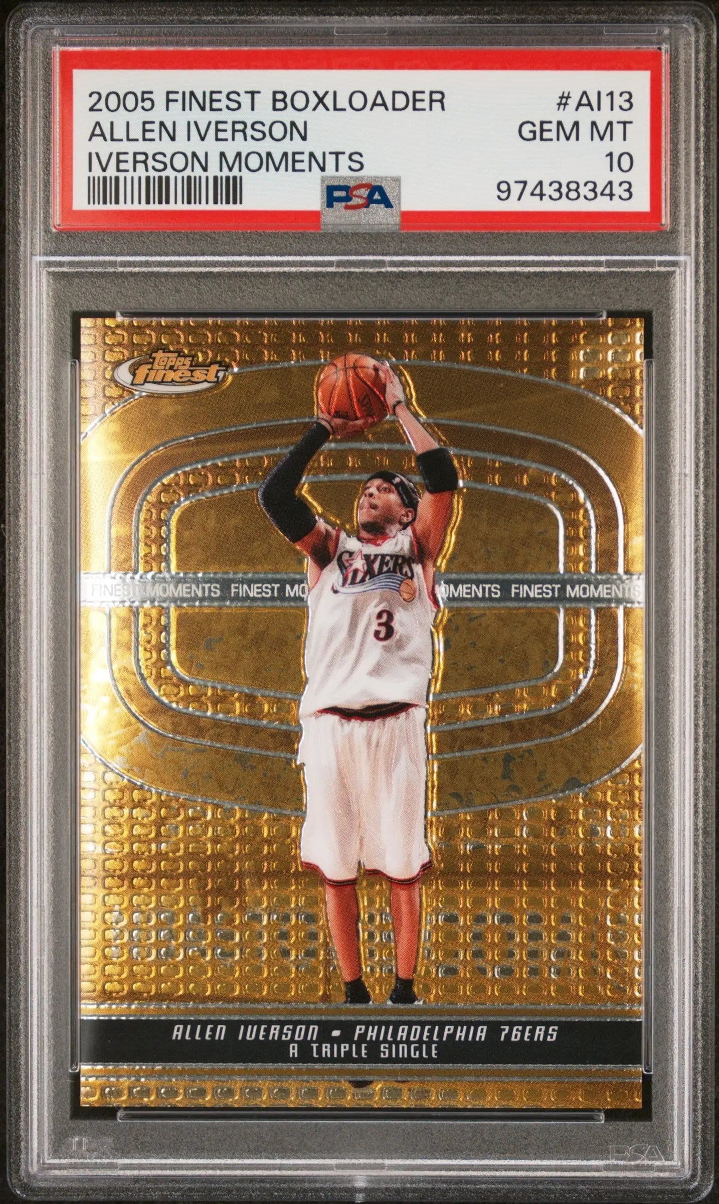 Allen Iverson Finest Boxloader basketball card in PSA 10 Gem Mint condition
