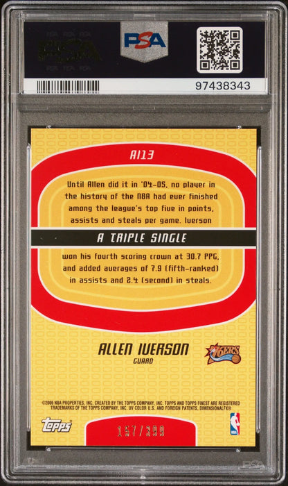 Allen Iverson Finest Boxloader basketball card with PSA 10 Gem Mint condition