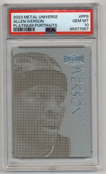 Allen Iverson 2023 Metal Universe Platinum Portraits trading card PSA 10 Gem Mint