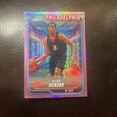 Holographic Allen Iverson basketball card from Topps Chrome Silver Refractor 2025