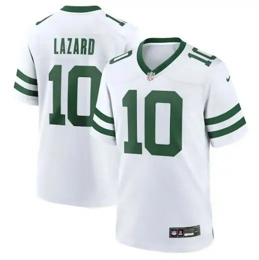 White Allen Lazard New York Jets Nike Legacy player game jersey with green trim