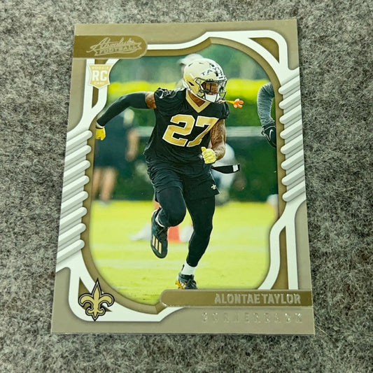 Alontae Taylor 2022 New Orleans Saints rookie football trading card in product display