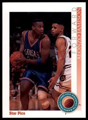 Basketball trading card featuring Alonzo Jamison from Star Pics series and Kansas Jayhawks