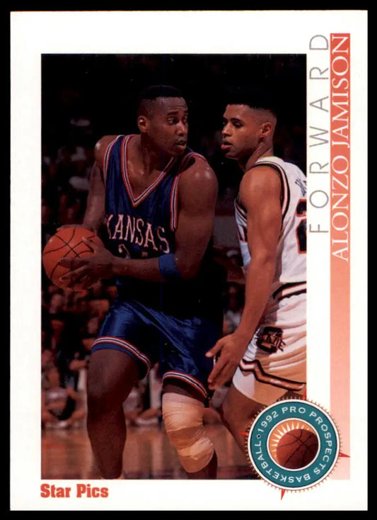 Basketball trading card featuring Alonzo Jamison from 1992 Star Pics collection