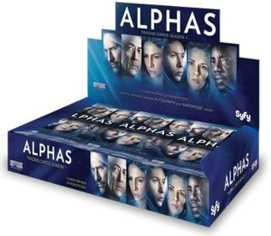 Close-up cast portraits on Alphas Season One Factory Sealed Trading Card Box