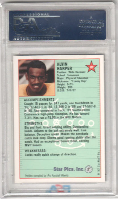 Alvin Harper football card from Star Pics 1991, PSA 10 GEM MINT, Columbia Hobby