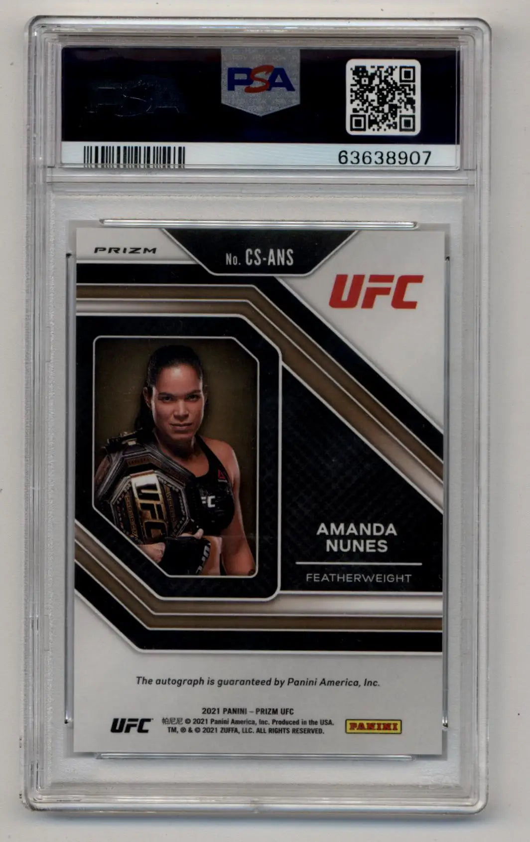 Amanda Nunes 2021 Prizm UFC Champions Auto Silver PSA 10 Gem Mint Auto 10 - Singles