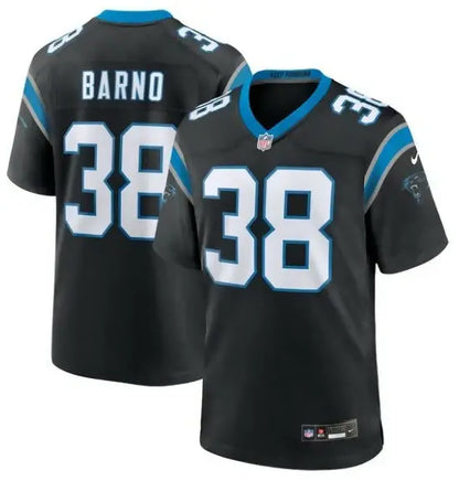 Black Amaré Barno Carolina Panthers Nike Game Jersey with blue white accents number 38