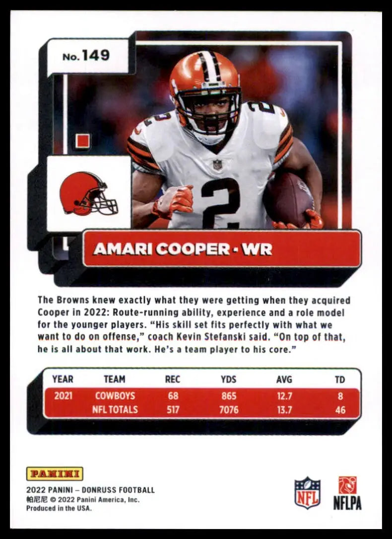 Amari Cooper 2022 Donruss football card featuring Amari Cooper for Cleveland Browns