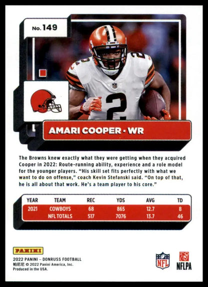 Amari Cooper football card from 2022 Donruss series featuring Cleveland Browns player