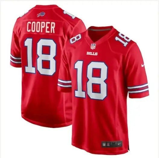 Red Buffalo Bills Amari Cooper 2nd Alternate Game Jersey displayed for sale