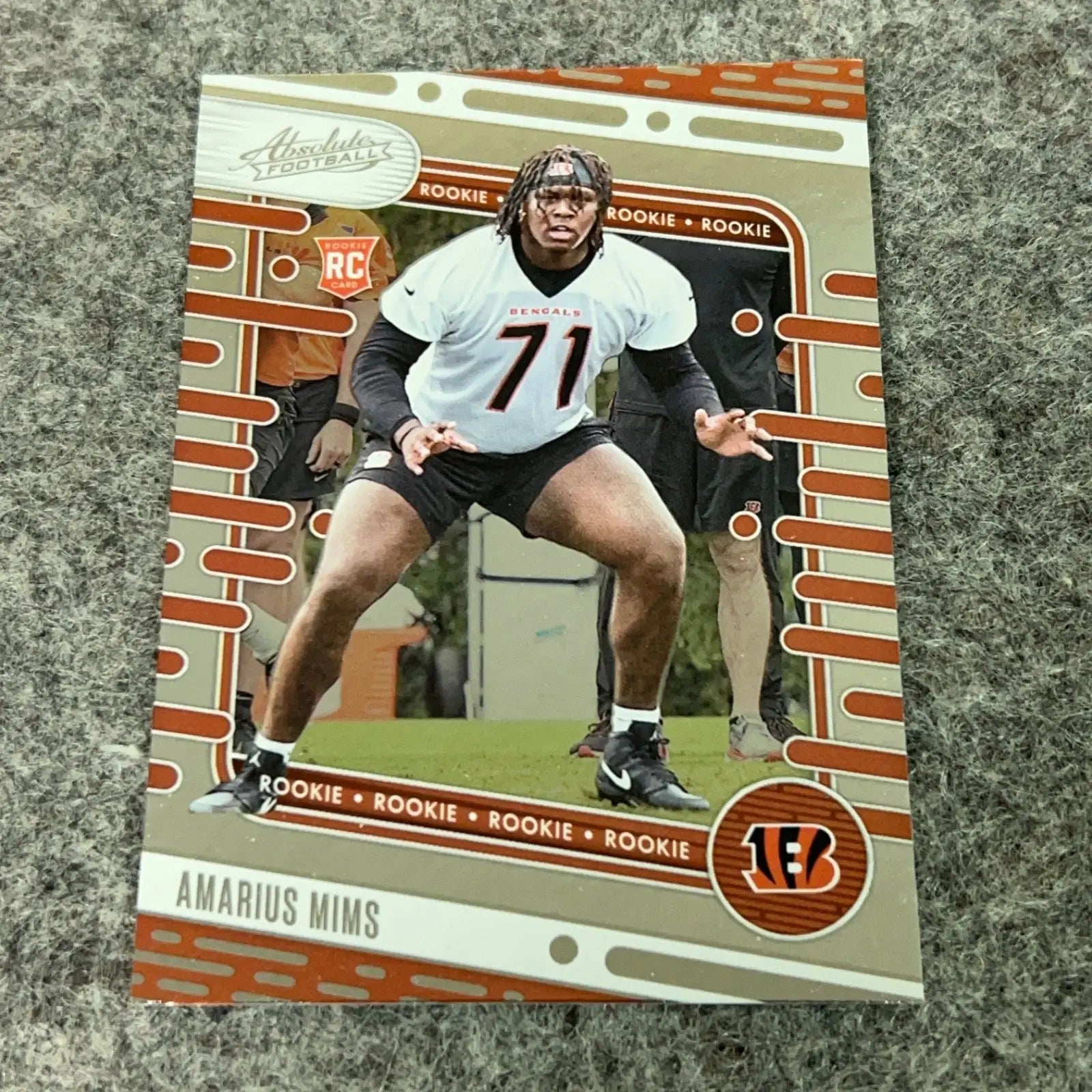 Amarius Mims Cincinnati Bengals 2024 football trading card in product display