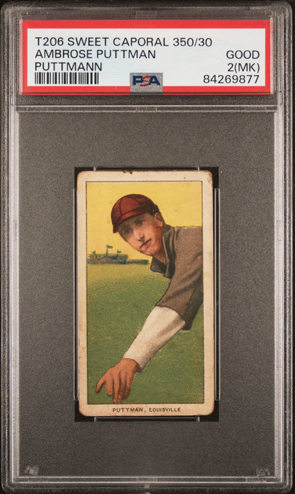 Ambrose Puttman Puttmann 1909-11 T206 Sweet Caporal baseball card with pitcher pose