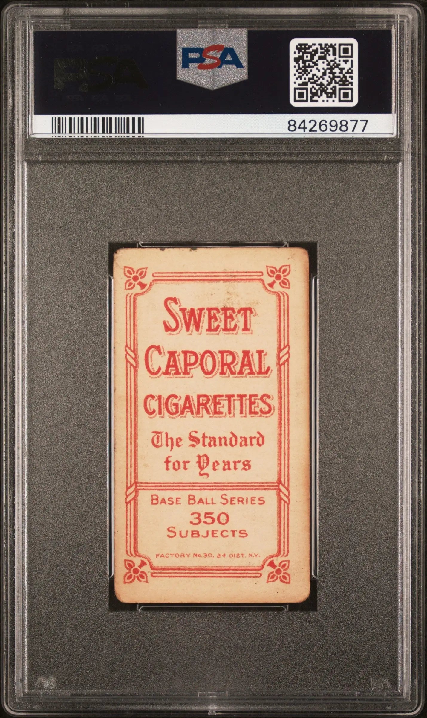 Vintage Ambrose Puttman Puttmann T206 Sweet Caporal cigarette pack in PSA holder