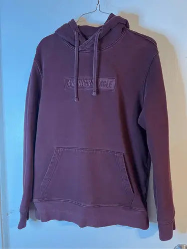 Maroon American Eagle Hoodie with front pouch pocket perfect for casual wear