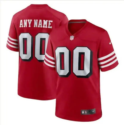 Red San Francisco 49ers Nike Alternate Custom Game Jersey with white and black numbers
