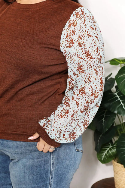 And The Why Full Size Foil Printed Sleeve Top