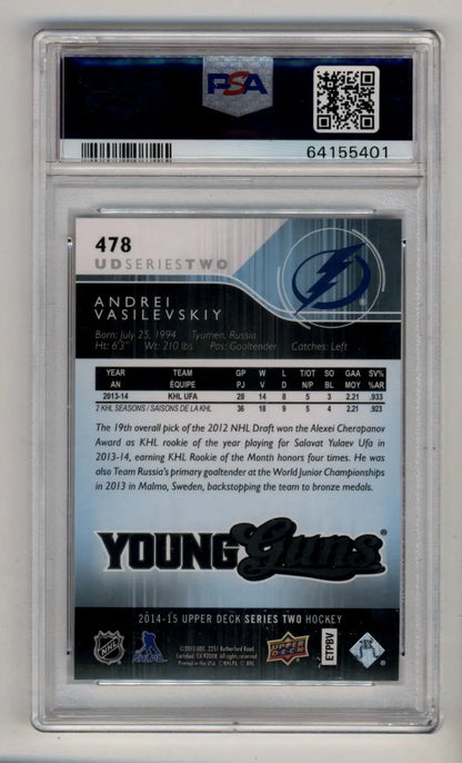 Andrei Vasilevskiy 2014-15 Upper Deck Young Gun #478 PSA 10 Gem Mint 5401 - Singles