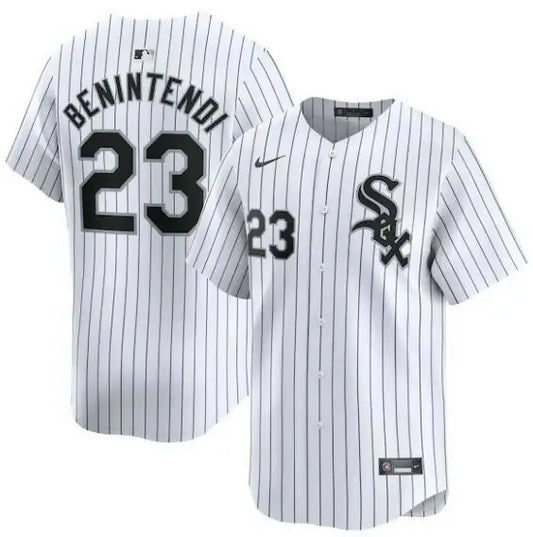White pinstripe baseball jersey from Andrew Benintendi Chicago White Sox Nike Road Limited Player Jersey