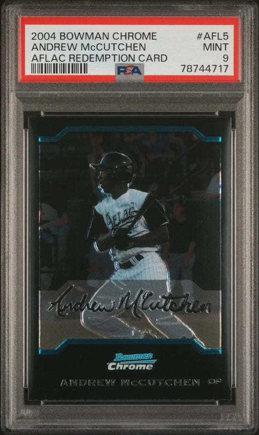 Graded Andrew McCutchen Columbia Hobby Bowman Chrome Aflac Redemption baseball card PSA 9