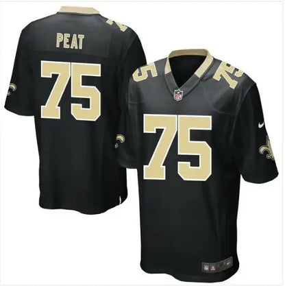 Black and gold New Orleans Saints Nike Game Player Jersey featuring Andrus Peat