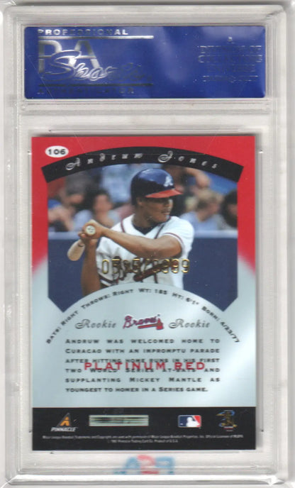 Graded Andruw Jones baseball card from Pinnacle Totally Certified Platinum Red PSA 10
