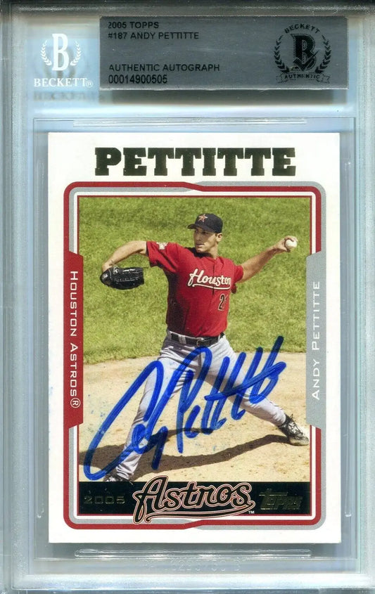 Andy Pettitte Signed 2005 Topps #187 AUTO BGS BAS Card with autographed baseball card