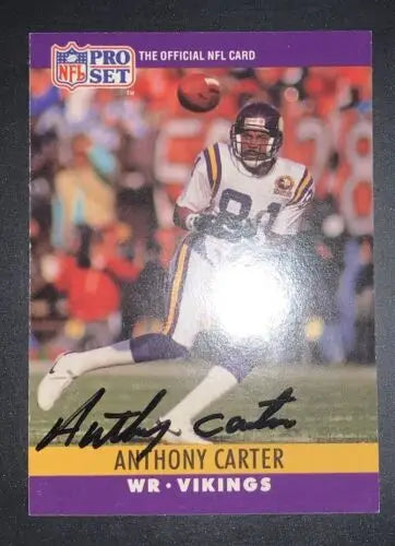 Signed Anthony Carter Pro Set Football Card from the Minnesota Vikings Collection