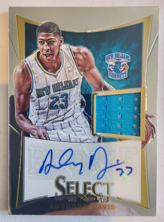 Anthony Davis 2012 Panini Select RC trading card with autograph and jersey patch