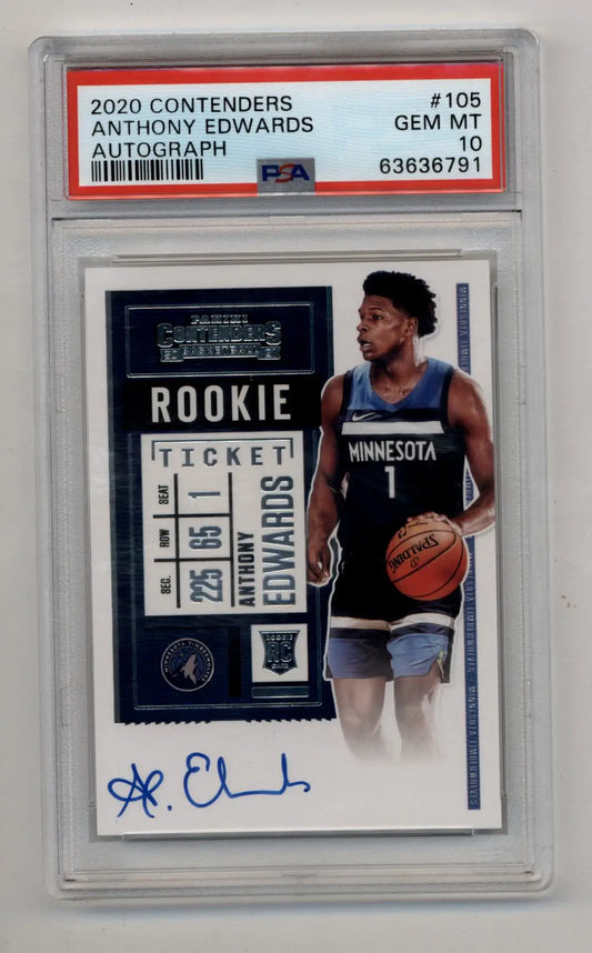Anthony Edwards 2020 Contenders Auto PSA 10 Gem Mint basketball card