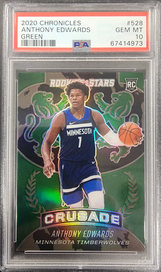 Graded Anthony Edwards rookie card Panini Chronicles Crusade Green PSA 10 Gem Mint