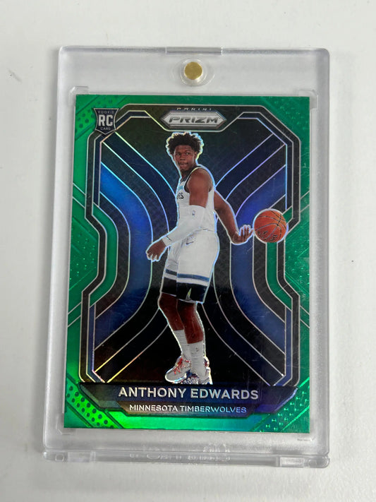 Anthony Edwards 2020 Panini Prizm #258 Green Prizm RC basketball trading card
