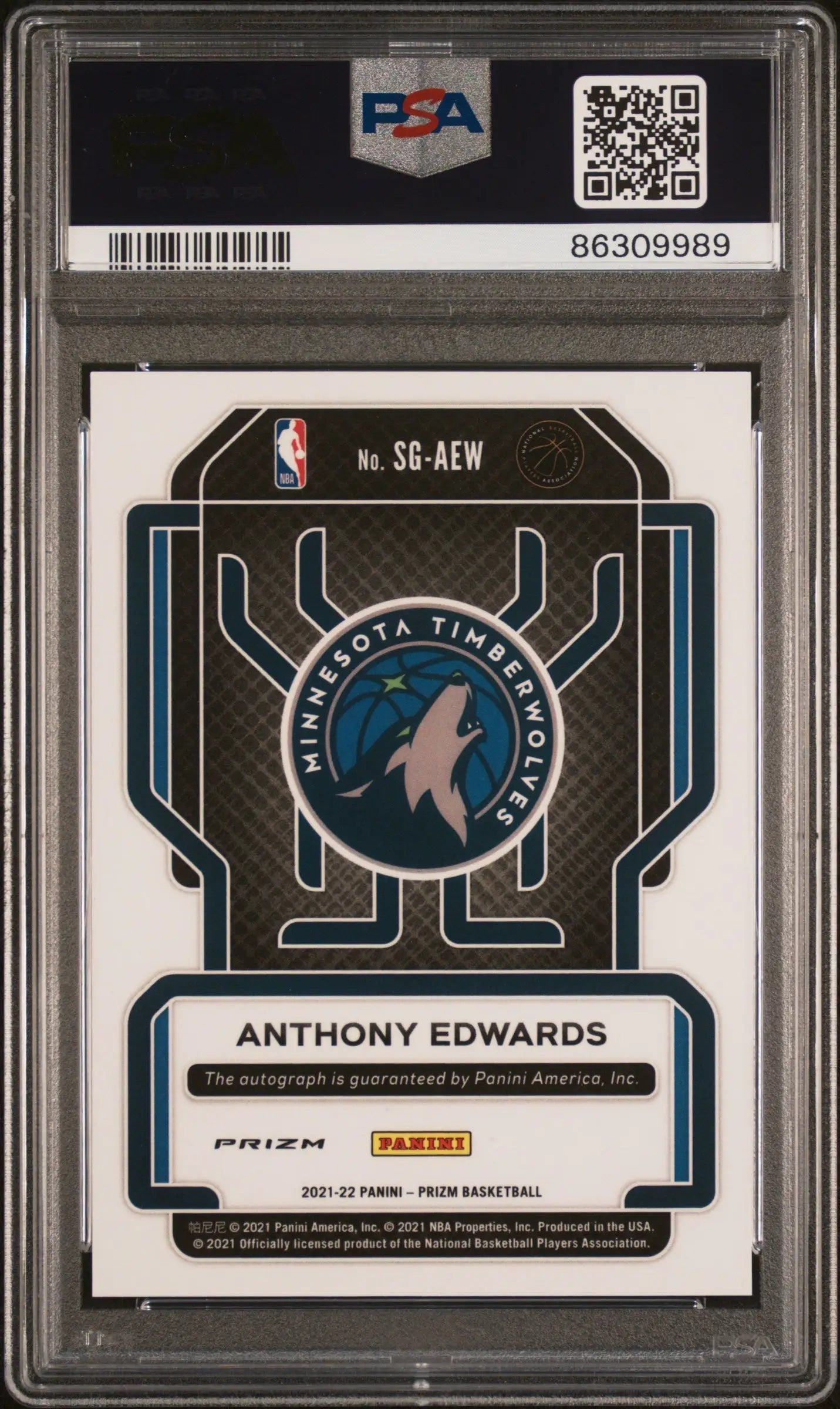 Anthony Edwards 2021 Panini Prizm Choice Signatures Auto PSA 9 Mint - Singles