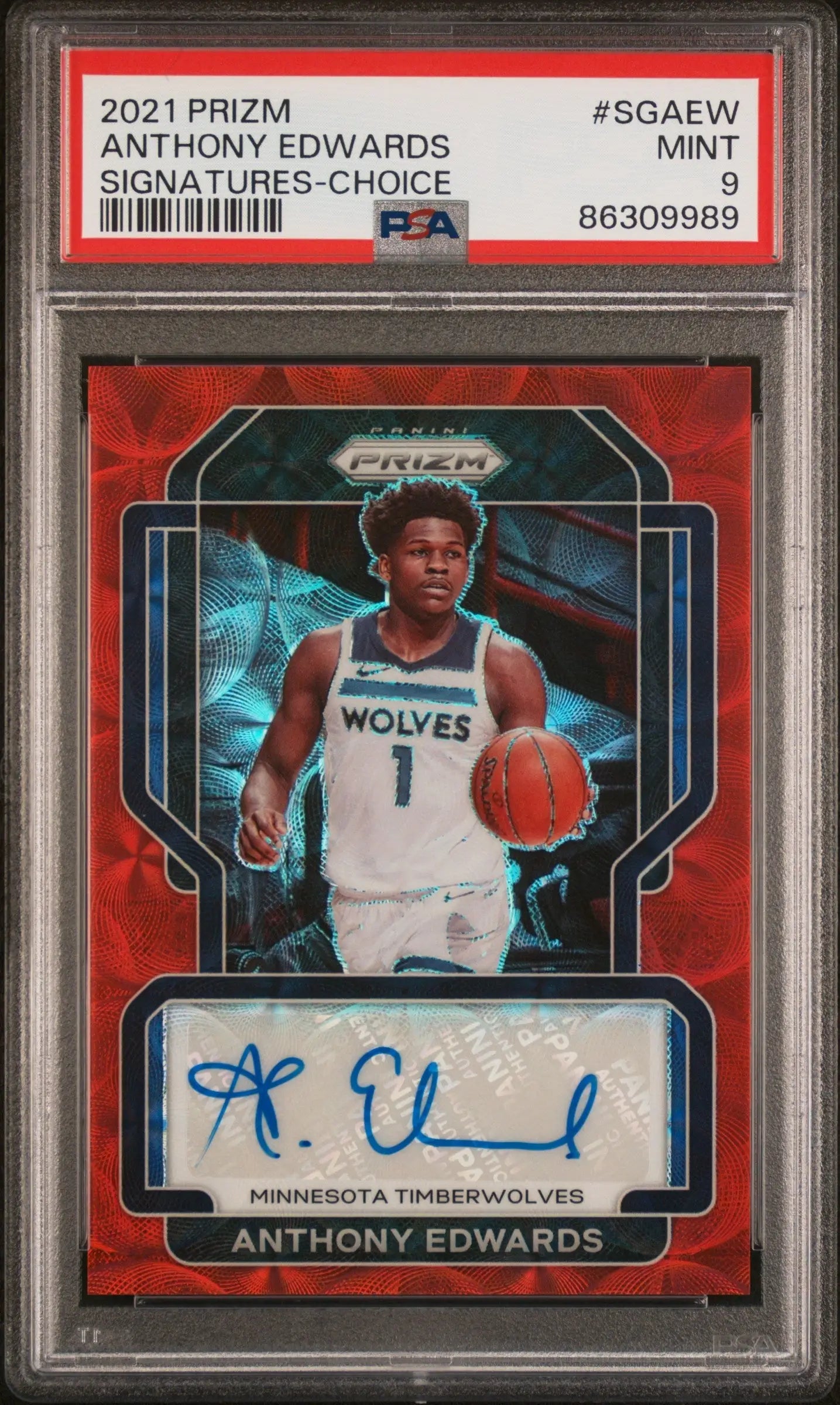 Anthony Edwards 2021 Panini Prizm Choice Signatures Auto PSA 9 Mint - Singles