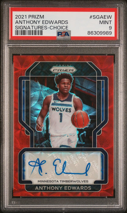Anthony Edwards 2021 Panini Prizm Choice Signatures Auto PSA 9 Mint - Singles