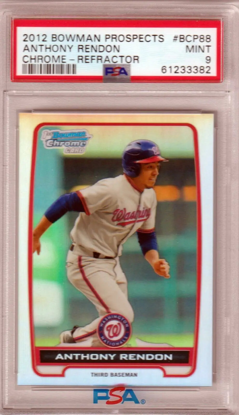 Anthony Rendon 2012 Bowman Prospects Chrome Refractor baseball card Columbia Hobby PSA 9