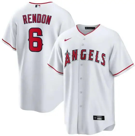 White Angels baseball jersey featuring Anthony Rendon Los Angeles Angels Nike logo