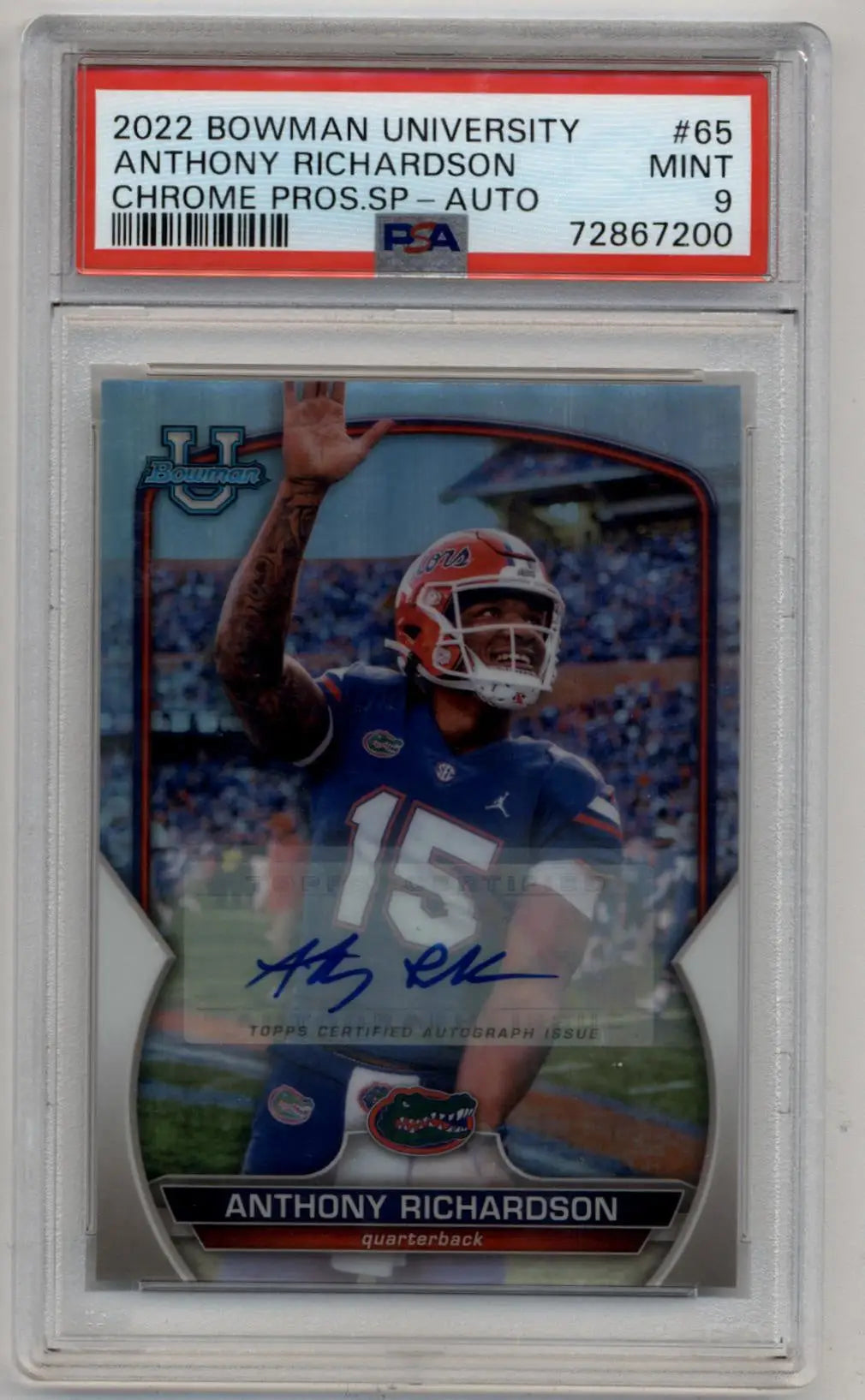 Anthony Richardson 2022 Bowman University Chrome Prospects 24/25 SP Auto PSA 9 Mint - Singles