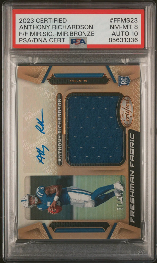Anthony Richardson 2023 Panini Certified Mirror Bronze Auto Jersey #37/99 PSA 8 Auto 10 - Singles