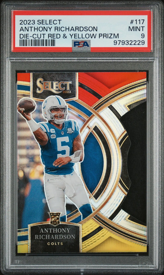 Graded Anthony Richardson football card from Panini Select 2023 by Columbia Hobby in PSA 9