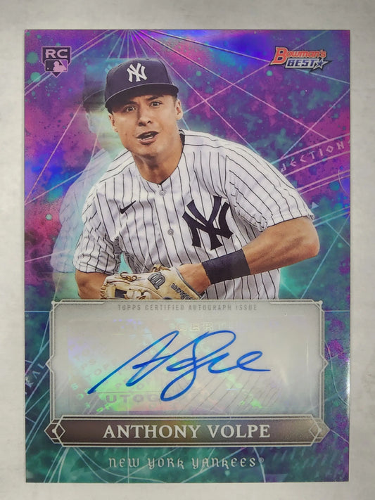 Signed New York Yankees baseball card featuring Bowmans Best Astral Projections Auto