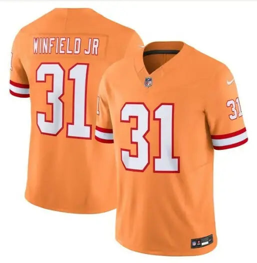 Orange Tampa Bay Buccaneers Nike Vapor F.U.S.E. Limited Jersey with white numbers and red trim